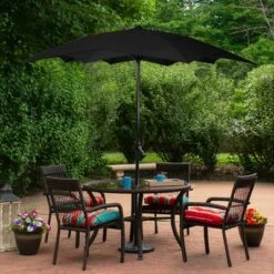 Northlight 8.5ft Outdoor Patio Lotus Umbrella With Hand Crank, Black