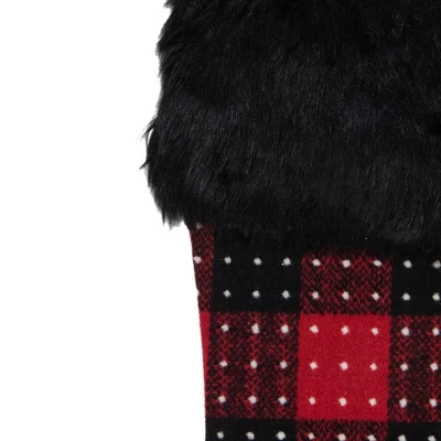 Northlight 21.5" Red And Black Plaid With Dots And Faux Fur Cuff Christmas Stocking 5 Northlight 21.5" Red And Black Plaid With Dots And Faux Fur Cuff Christmas Stocking - Image 3
