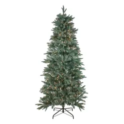Northlight Real Touch™️ Pre-Lit Washington Frasier Fir Slim Artificial Christmas Tree - 7.5' - Clear Lights