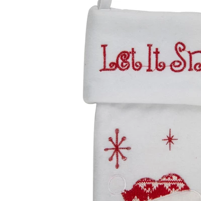 Northlight 19" Red And White "Let It Snow" Santa Claus Embroidered Christmas Stocking 4 Northlight 19" Red And White "Let It Snow" Santa Claus Embroidered Christmas Stocking - Image 2