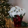 Northlight 14.5" White Artificial Christmas Poinsettia With Red Wrapped Base -Home decor GUEST 6a314d45 7b06 40cf b09c 3d6bc3dbd5e3