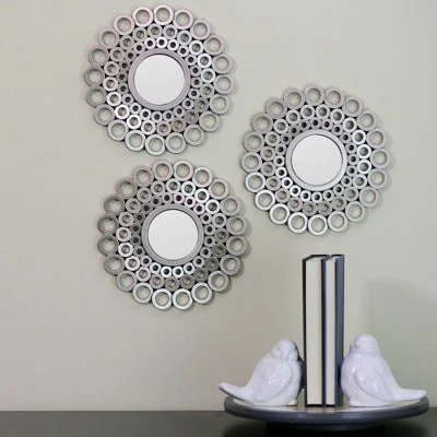 Northlight Set Of 3 Round Gray Cascading Angular Orbs Mirrors 10" 3 Northlight Set Of 3 Round Gray Cascading Angular Orbs Mirrors 10"