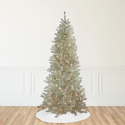 Northlight 9' Pre-Lit Artificial Christmas Tree Metallic Sheer Champagne Tinsel - Clear Lights 3 Northlight 9' Pre-Lit Artificial Christmas Tree Metallic Sheer Champagne Tinsel - Clear Lights