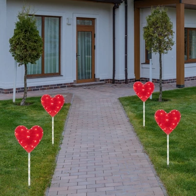 Northlight 4ct Red Heart Valentine's Day Pathway Marker Lawn Stakes, Clear Lights 3 Northlight 4ct Red Heart Valentine's Day Pathway Marker Lawn Stakes, Clear Lights