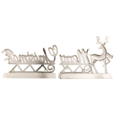 Northlight Set Of 2 Silver Reindeer Merry Christmas Metal Stocking Holders 5.5" 6 Northlight Set Of 2 Silver Reindeer Merry Christmas Metal Stocking Holders 5.5" - Image 4