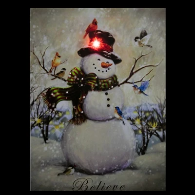 Northlight LED Lighted Snowman And Bird Friends Christmas Canvas Wall Art 15.75" X 11.75" 4 Northlight LED Lighted Snowman And Bird Friends Christmas Canvas Wall Art 15.75" X 11.75" - Image 2