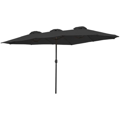 Northlight 15' Outdoor Patio Market Umbrella With Hand Crank, Black 4 Northlight 15' Outdoor Patio Market Umbrella With Hand Crank, Black - Image 2