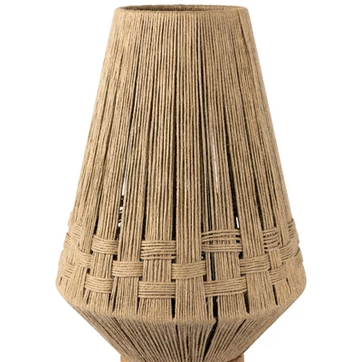 Northlight Iron And Jute Table Lamp With Wooden Base - 14.75" - Beige 5 Northlight Iron And Jute Table Lamp With Wooden Base - 14.75" - Beige - Image 3