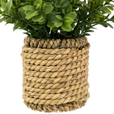 Northlight 7" Artificial Milan Leaf Bush In Rattan Basket 6 Northlight 7" Artificial Milan Leaf Bush In Rattan Basket - Image 4