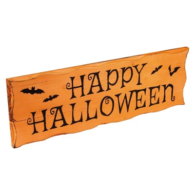 Northlight 24" Wooden 'Happy Halloween' Wall Sign With Bats 3 Northlight 24" Wooden 'Happy Halloween' Wall Sign With Bats