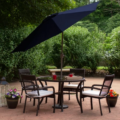 Northlight 9ft Outdoor Patio Market Umbrella With Hand Crank And Tilt, Navy Blue 4 Northlight 9ft Outdoor Patio Market Umbrella With Hand Crank And Tilt, Navy Blue - Image 2