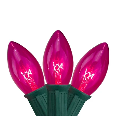 Northlight Transparent C9 Christmas String Lights - Pink - 24' Green Wire - 25ct 3 Northlight Transparent C9 Christmas String Lights - Pink - 24' Green Wire - 25ct