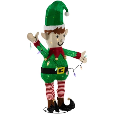 Northlight 34.25" LED Lighted Elf Holding Christmas Lights Outdoor Yard Decoration 6 Northlight 34.25" LED Lighted Elf Holding Christmas Lights Outdoor Yard Decoration - Image 4