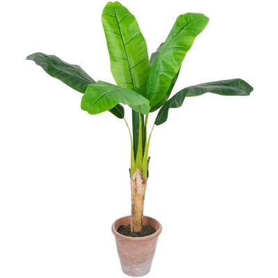 Northlight 4' Artificial Tropical Banana Tree In A Clay Pot 4 Northlight 4' Artificial Tropical Banana Tree In A Clay Pot - Image 2