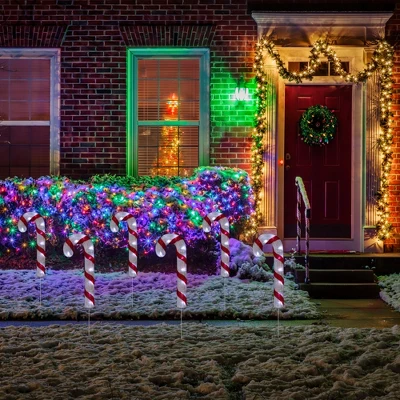 Northlight Lighted Candy Cane Christmas Pathway Lawn Stakes - 20" - Set Of 3 3 Northlight Lighted Candy Cane Christmas Pathway Lawn Stakes - 20" - Set Of 3