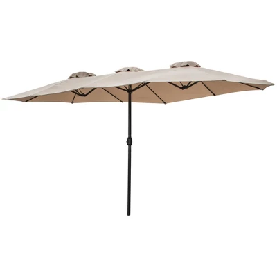 Northlight 15' Outdoor Patio Market Umbrella With Hand Crank, Beige 4 Northlight 15' Outdoor Patio Market Umbrella With Hand Crank, Beige - Image 2