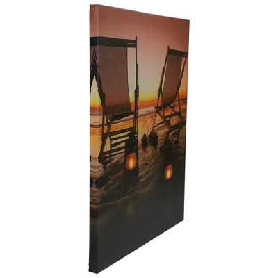 Northlight LED Lighted Sunset Beach Chairs With Lanterns Canvas Wall Art 15.75" 4 Northlight LED Lighted Sunset Beach Chairs With Lanterns Canvas Wall Art 15.75" - Image 2