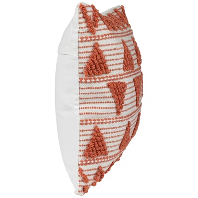 Northlight 20" Orange And Cream Handloom Woven Outdoor Square Throw Pillow 4 Northlight 20" Orange And Cream Handloom Woven Outdoor Square Throw Pillow - Image 2