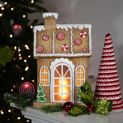 Northlight LED Lighted Peppermint Gingerbread House Christmas Decoration - 14" 3 Northlight LED Lighted Peppermint Gingerbread House Christmas Decoration - 14"