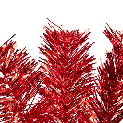 Northlight Artificial Tinsel Christmas Tree - 3' - Red - Unlit 5 Northlight Artificial Tinsel Christmas Tree - 3' - Red - Unlit - Image 3