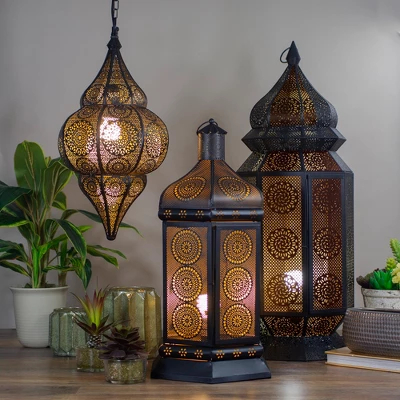 Northlight 29.5" Black And Gold Moroccan Style Lantern Floor Lamp 3 Northlight 29.5" Black And Gold Moroccan Style Lantern Floor Lamp
