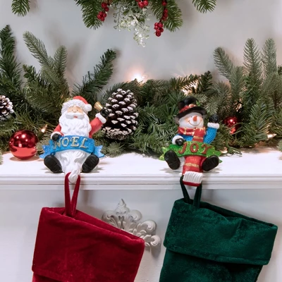 Northlight Santa "Noel" And Snowman "Joy" Glitter Christmas Stocking Holders - 5" - Set Of 2 3 Northlight Santa "Noel" And Snowman "Joy" Glitter Christmas Stocking Holders - 5" - Set Of 2