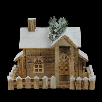Northlight 12" LED Lighted Snowy Rustic Cabin Christmas Decoration 4 Northlight 12" LED Lighted Snowy Rustic Cabin Christmas Decoration - Image 2