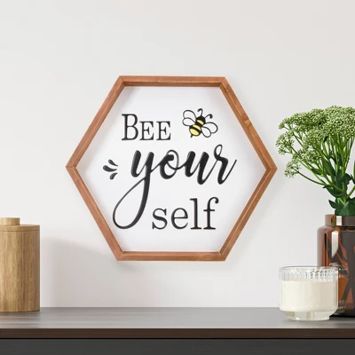 Northlight 16" Wooden Framed "Bee Yourself" Metal Sign Spring Wall Or Tabletop Decor 3 Northlight 16" Wooden Framed "Bee Yourself" Metal Sign Spring Wall Or Tabletop Decor