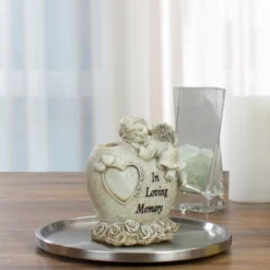 Northlight 6.5" Religious "In Loving Memory" Sleeping Angel Bereavement Outdoor Patio Garden Statue - Gray