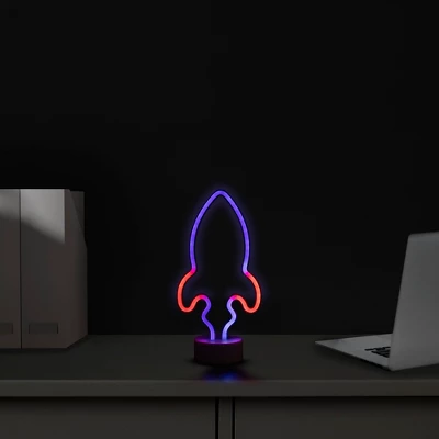 Northlight LED Rocket Ship Neon Table Light - 9" - Blue And Red 4 Northlight LED Rocket Ship Neon Table Light - 9" - Blue And Red - Image 2