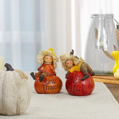 Northlight Set Of 2 Scarecrow On A Pumpkin Thanksgiving Table Figures 3 Northlight Set Of 2 Scarecrow On A Pumpkin Thanksgiving Table Figures