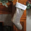 Northlight 18" Gold Paillette Sequins Christmas Stocking With High Pile Fleece Cuff -Home decor GUEST 80c9d753 a1a4 400b 8b14 f09a78fe2614