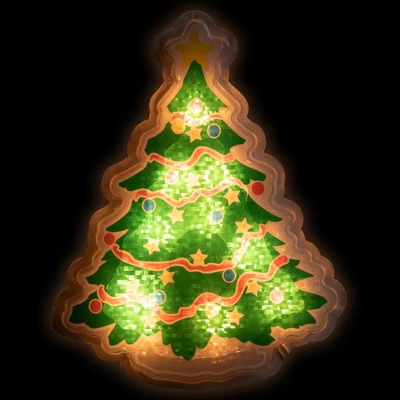 Northlight Lighted Holographic Christmas Tree Window Silhouette - 12.5" - Clear Lights 3 Northlight Lighted Holographic Christmas Tree Window Silhouette - 12.5" - Clear Lights