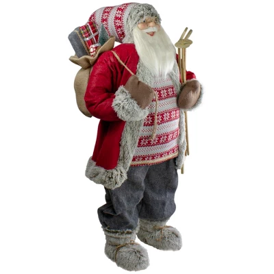 Northlight 4' Standing Santa Christmas Figure With Skis And Fur Boots 3 Northlight 4' Standing Santa Christmas Figure With Skis And Fur Boots
