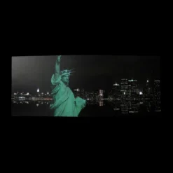 Northlight LED Lighted Statue Of Liberty With New York City Skyline Canvas Wall Art 15.75" X 39.25"