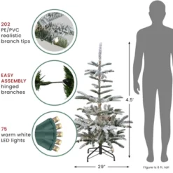 Northlight Real Touch™️ Pre-Lit Slim Flocked Nordmann Fir Artificial Christmas Tree - 4.5' - Warm Clear LED Lights 12 Northlight Real Touch™️ Pre-Lit Slim Flocked Nordmann Fir Artificial Christmas Tree - 4.5' - Warm Clear LED Lights -Home decor GUEST 8667c1f7 41c7 41d2 9f61 fd0994db4d47