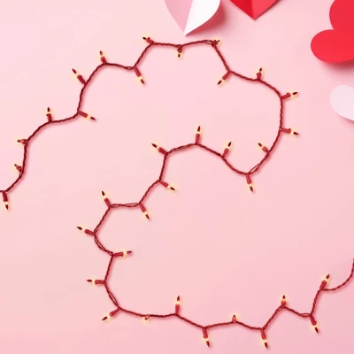 Northlight Mini Christmas Light Set- Clear With Red Tips - 10' Red Wire - 50ct 5 Northlight Mini Christmas Light Set- Clear With Red Tips - 10' Red Wire - 50ct - Image 3