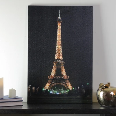 Northlight 23.5" LED Lighted Famous Eiffel Tower Paris France At Night Canvas Wall Art 5 Northlight 23.5" LED Lighted Famous Eiffel Tower Paris France At Night Canvas Wall Art - Image 3