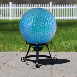 Northlight 10" Iridescent Blue And Purple Textured Glass Outdoor Gazing Ball