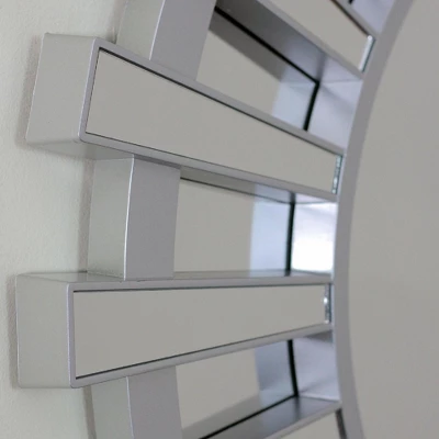 Northlight 25.5" Matte Silver Sunburst Round Wall Mirror 4 Northlight 25.5" Matte Silver Sunburst Round Wall Mirror - Image 2