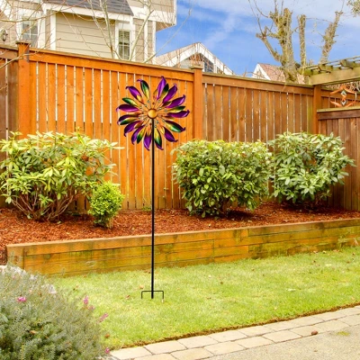 Northlight Mardi Gras Flower Outdoor Pinwheel Garden Stake - 4.5' 3 Northlight Mardi Gras Flower Outdoor Pinwheel Garden Stake - 4.5'