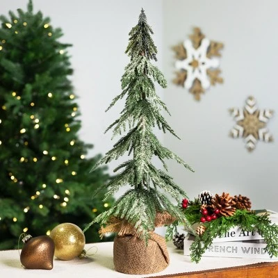 Northlight Mini Icy Pine Christmas Tree In Burlap Base - 24" - Unlit 3 Northlight Mini Icy Pine Christmas Tree In Burlap Base - 24" - Unlit