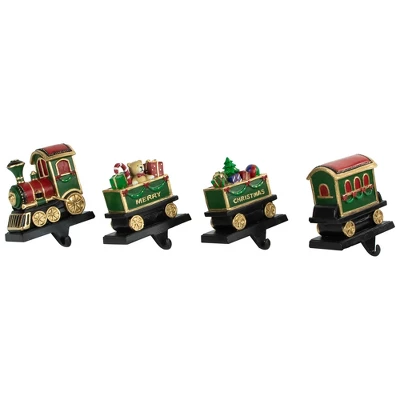 Northlight Set Of 4 Merry Christmas Train Stocking Holders 5" 3 Northlight Set Of 4 Merry Christmas Train Stocking Holders 5"
