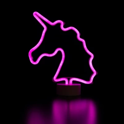 Northlight 11" Battery Operated Neon Style LED Unicorn Table Light - Pink 3 Northlight 11" Battery Operated Neon Style LED Unicorn Table Light - Pink