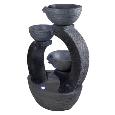 Northlight 31.5" Black Lighted Three-tier Outdoor Garden Water Fountain 8 Northlight 31.5" Black Lighted Three-tier Outdoor Garden Water Fountain - Image 6