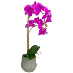 Northlight 14" Purple Artificial Orchid Plant With A Gray Stone Pot -Home decor GUEST 91feb411 97d3 4578 bafa 49fae4c0d5df