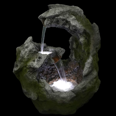 Northlight 32" Lighted Rock Waterfall Outdoor Garden Water Fountain 4 Northlight 32" Lighted Rock Waterfall Outdoor Garden Water Fountain - Image 2