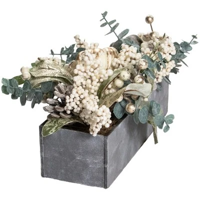 Northlight 10.25" Neutral Colored Pumpkin And Leaves Fall Harvest Floral Arrangement 4 Northlight 10.25" Neutral Colored Pumpkin And Leaves Fall Harvest Floral Arrangement - Image 2