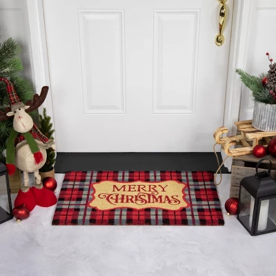 Northlight Red And Black Plaid "Merry Christmas" Rectangular Doormat 18" X 30" 3 Northlight Red And Black Plaid "Merry Christmas" Rectangular Doormat 18" X 30"
