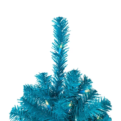 Northlight Pre-Lit Medium Pine Artificial Christmas Tree - 6' - Turquoise - Clear Lights 5 Northlight Pre-Lit Medium Pine Artificial Christmas Tree - 6' - Turquoise - Clear Lights - Image 3